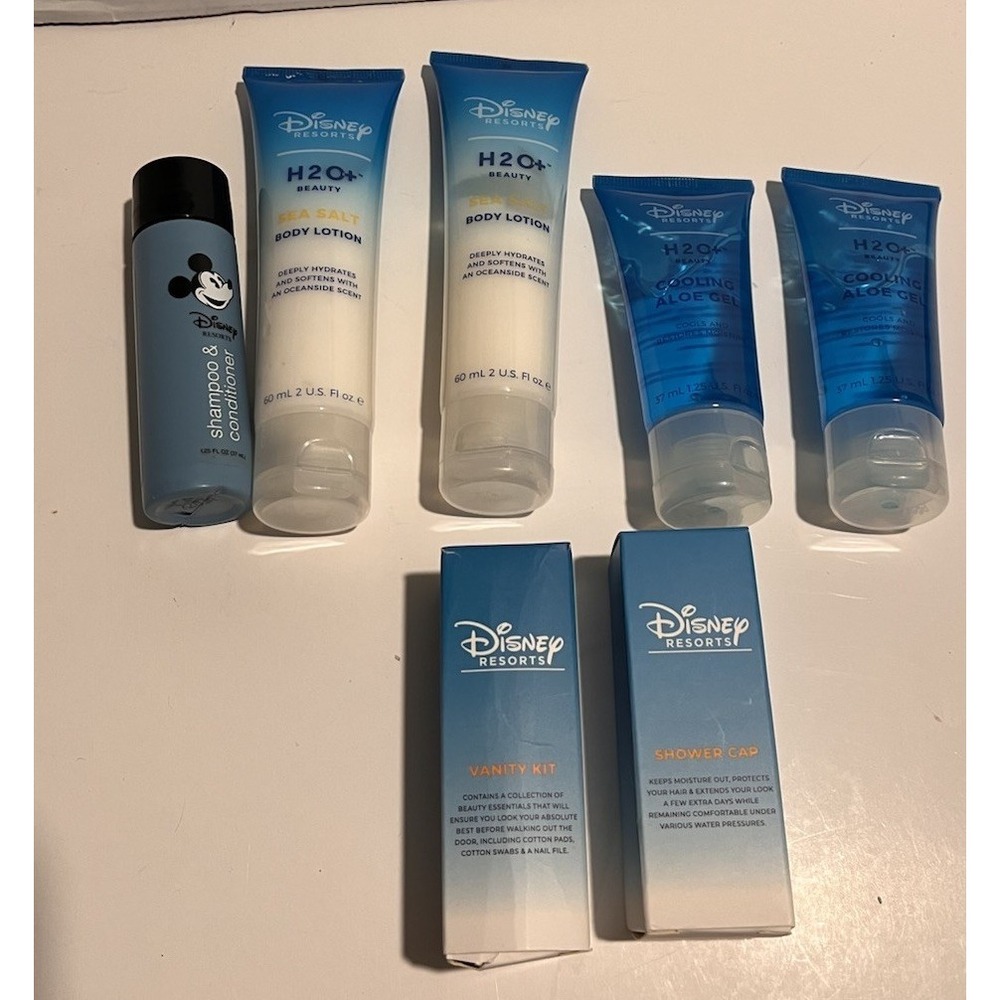 Lot of 7 Disney Resorts H20+Beauty Sea Salt 2Body Lotion, 2Cooling Aloe Gel&more
